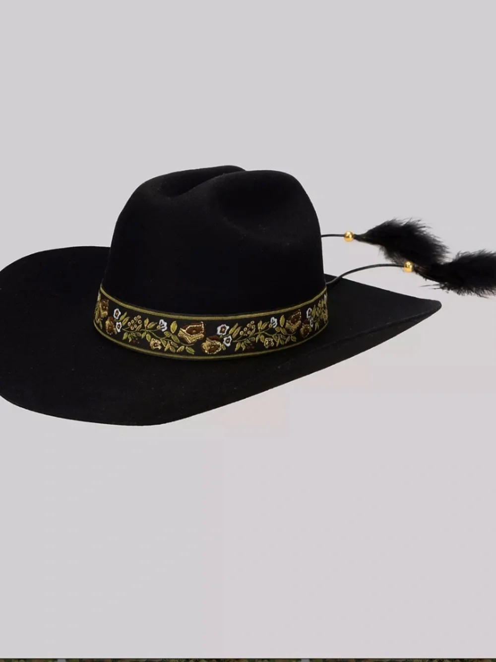 Wrangler's Black Wool Felt Embroidered Band Cowboy Hat